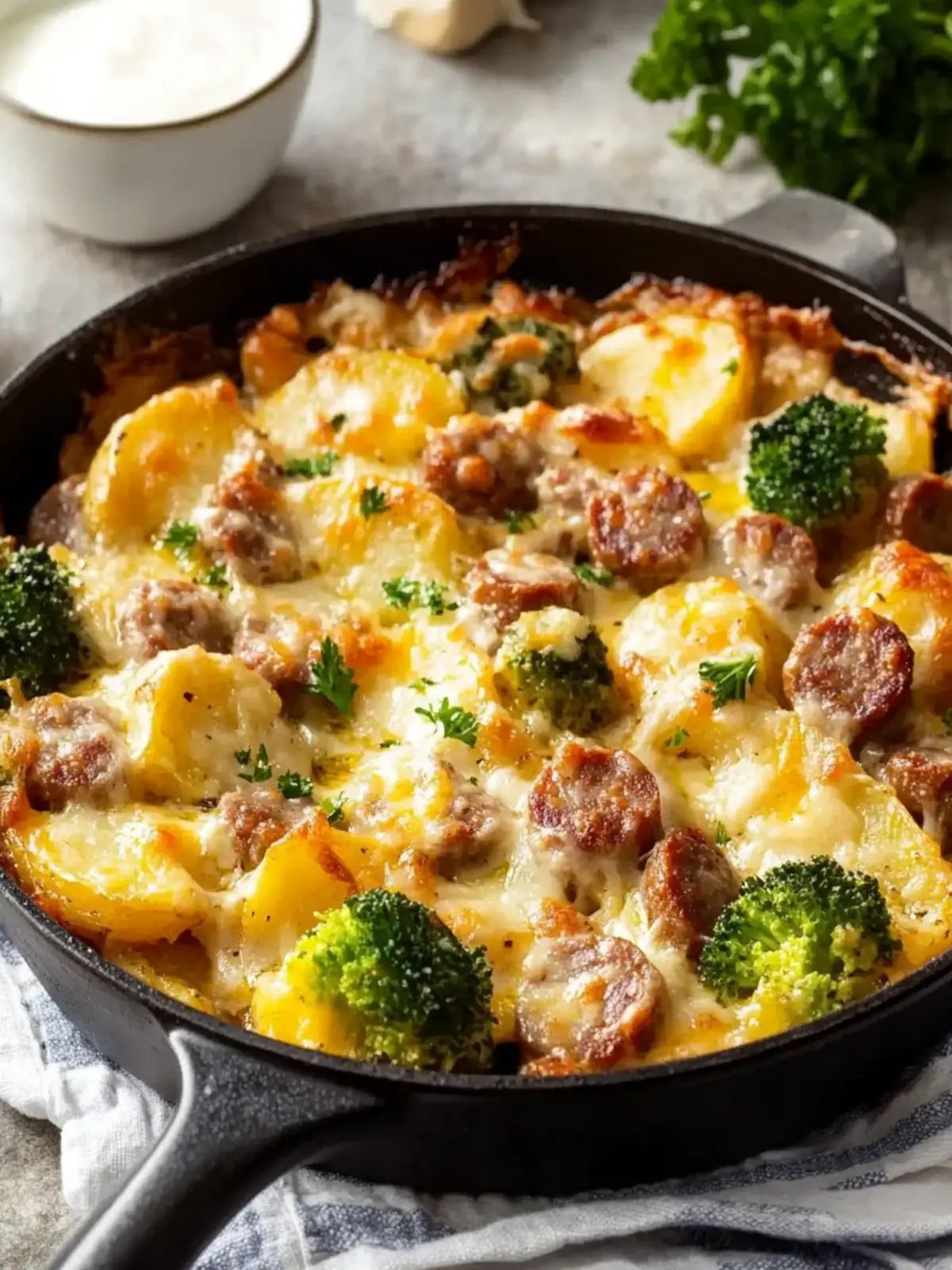 Cheesy Sausage And Potato Skillet Bake
