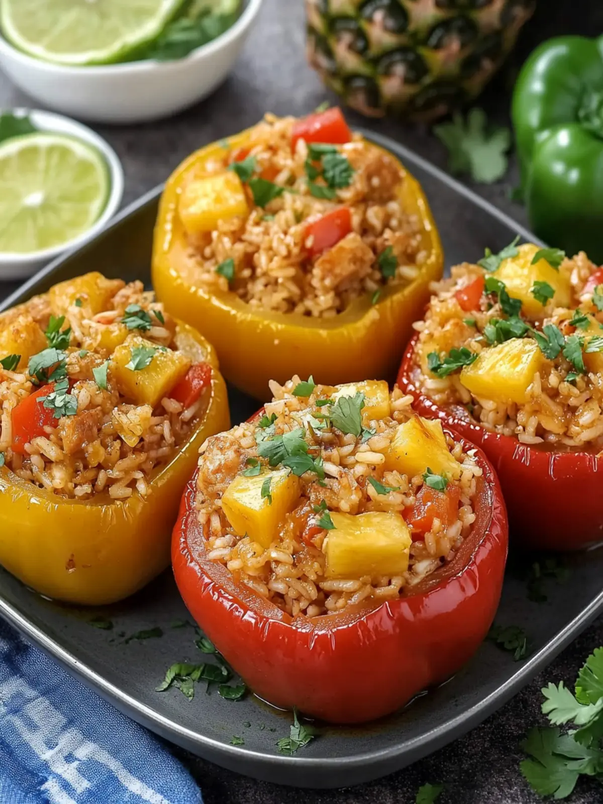 Teriyaki Pineapple Chicken and Rice Stuffed Peppers Delight 2 Teriyaki Pineapple Chicken and Rice Stuffed Peppers (Sweet & Savory)