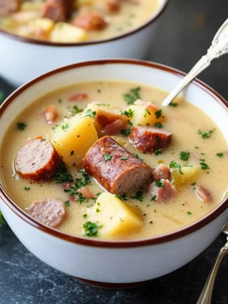 Irresistible Slow Cooker Cheesy Smoked Sausage Potato Soup 2 Slow Cooker Cheesy Smoked Sausage and Idaho Potato Soup