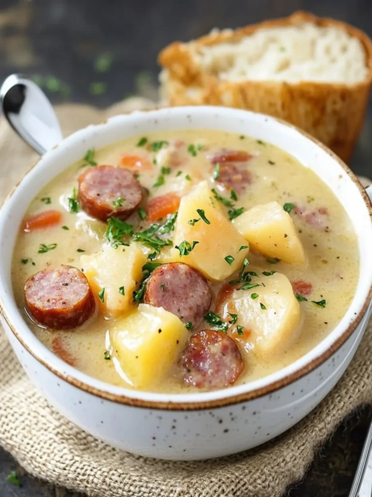 Irresistible Slow Cooker Cheesy Smoked Sausage Potato Soup 4 Slow Cooker Cheesy Smoked Sausage and Idaho Potato Soup