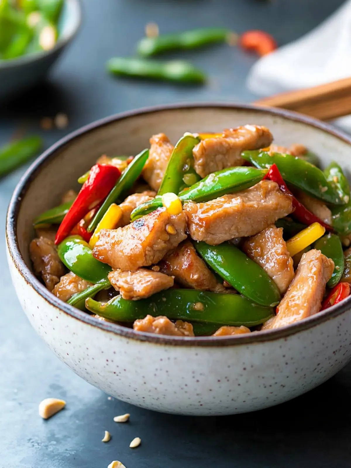 Savory Pork Stir-Fry with Sugar Snap Peas Ready in 30 Minutes 3 Pork Stir-Fry with Sugar Snap Peas