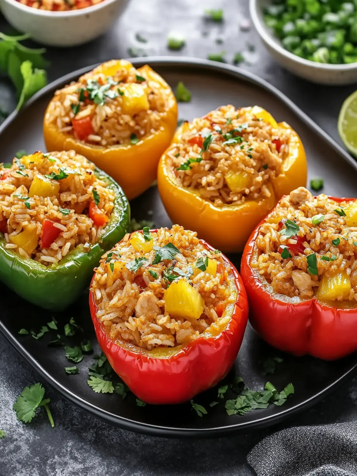 Teriyaki Pineapple Chicken and Rice Stuffed Peppers Delight 4 Teriyaki Pineapple Chicken and Rice Stuffed Peppers (Sweet & Savory)
