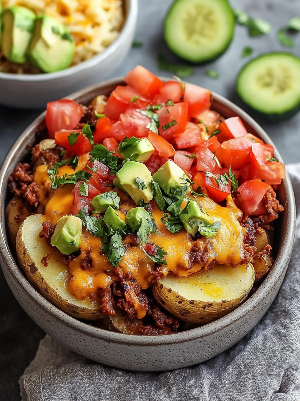 Loaded Fiesta Potato Bowls: Crispy & Cheesy Dinner Bliss 4 Loaded Fiesta Potato Bowls: Crispy & Cheesy Dinner Fun