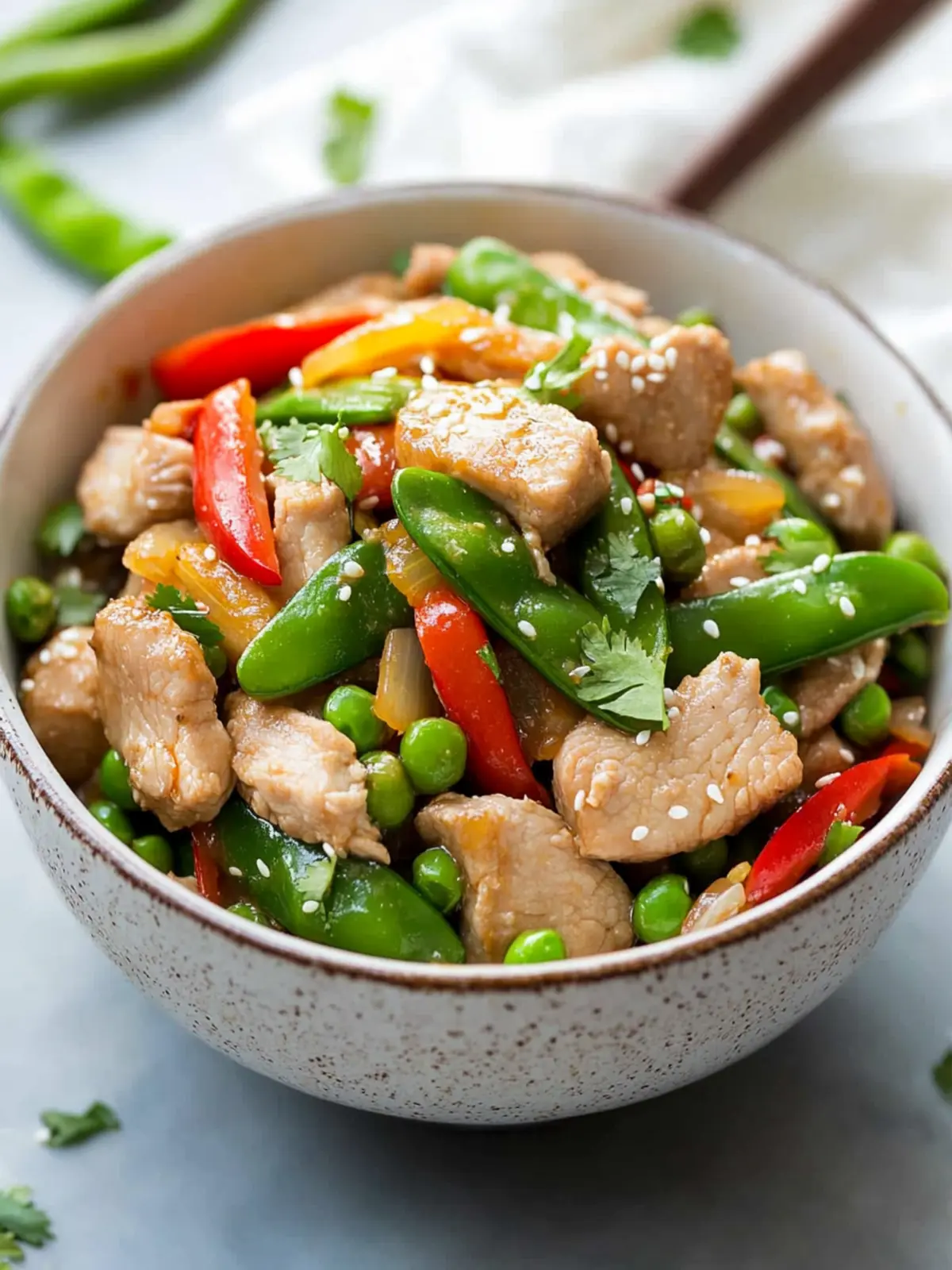 Savory Pork Stir-Fry with Sugar Snap Peas Ready in 30 Minutes 4 Pork Stir-Fry with Sugar Snap Peas