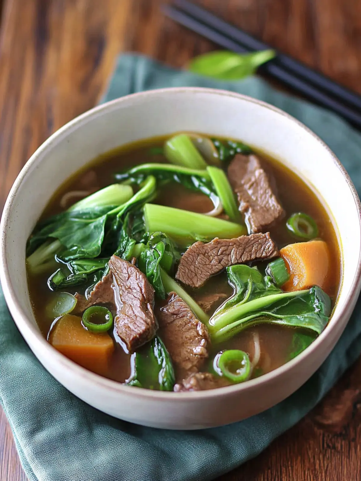 Chinese Five Spice Beef Soup with Bok Choy