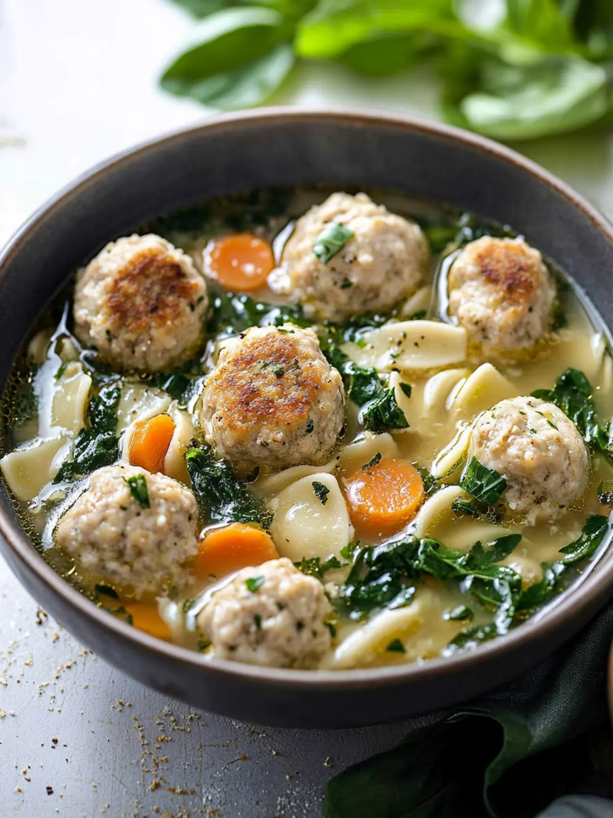 Italian Wedding Soup with Turkey Meatballs