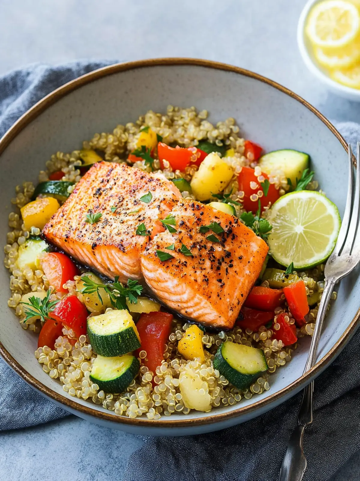 Mediterranean Salmon and Vegetable Quinoa