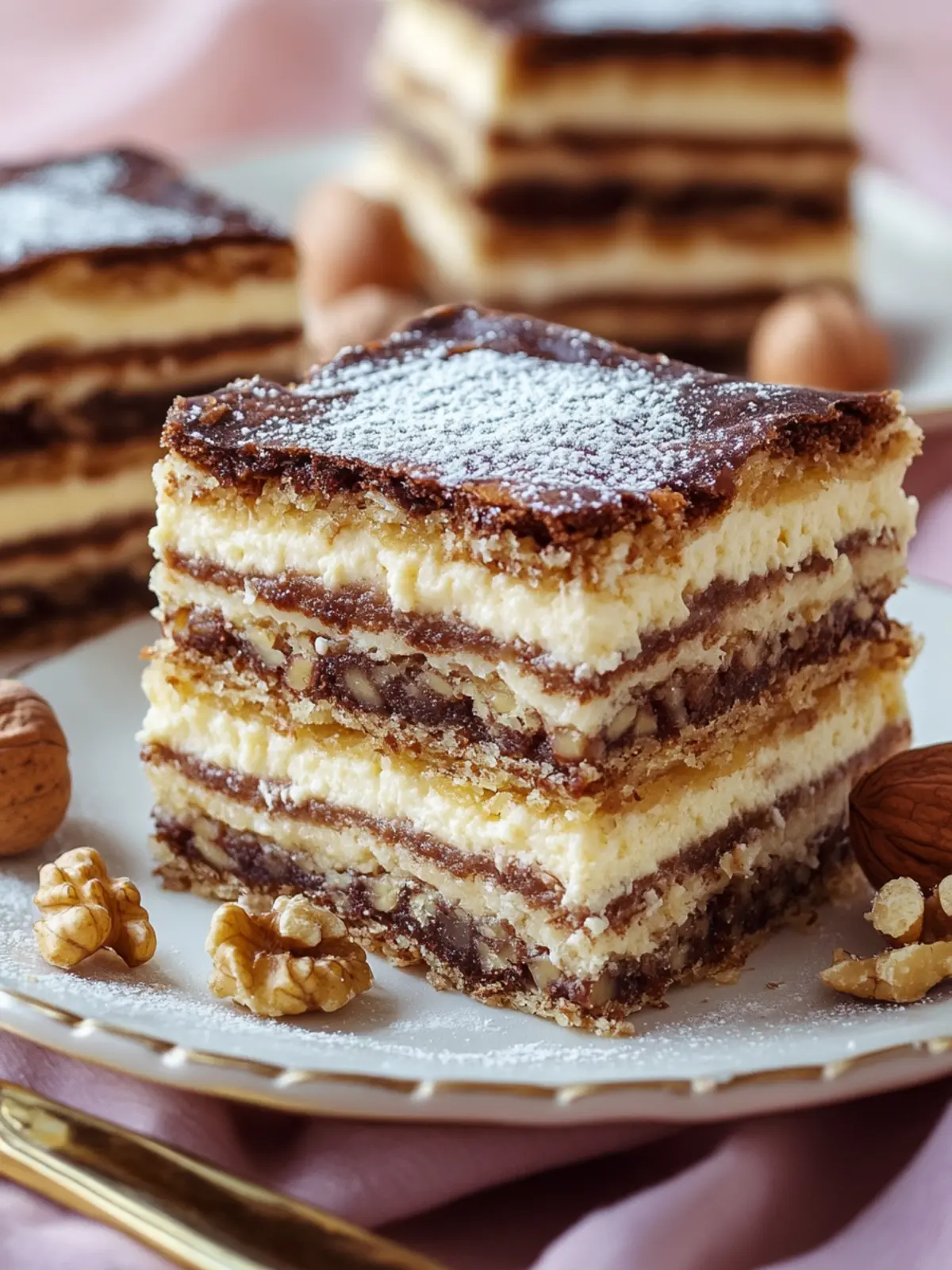 Zserbó Szelet (Layered Walnut Pastry)