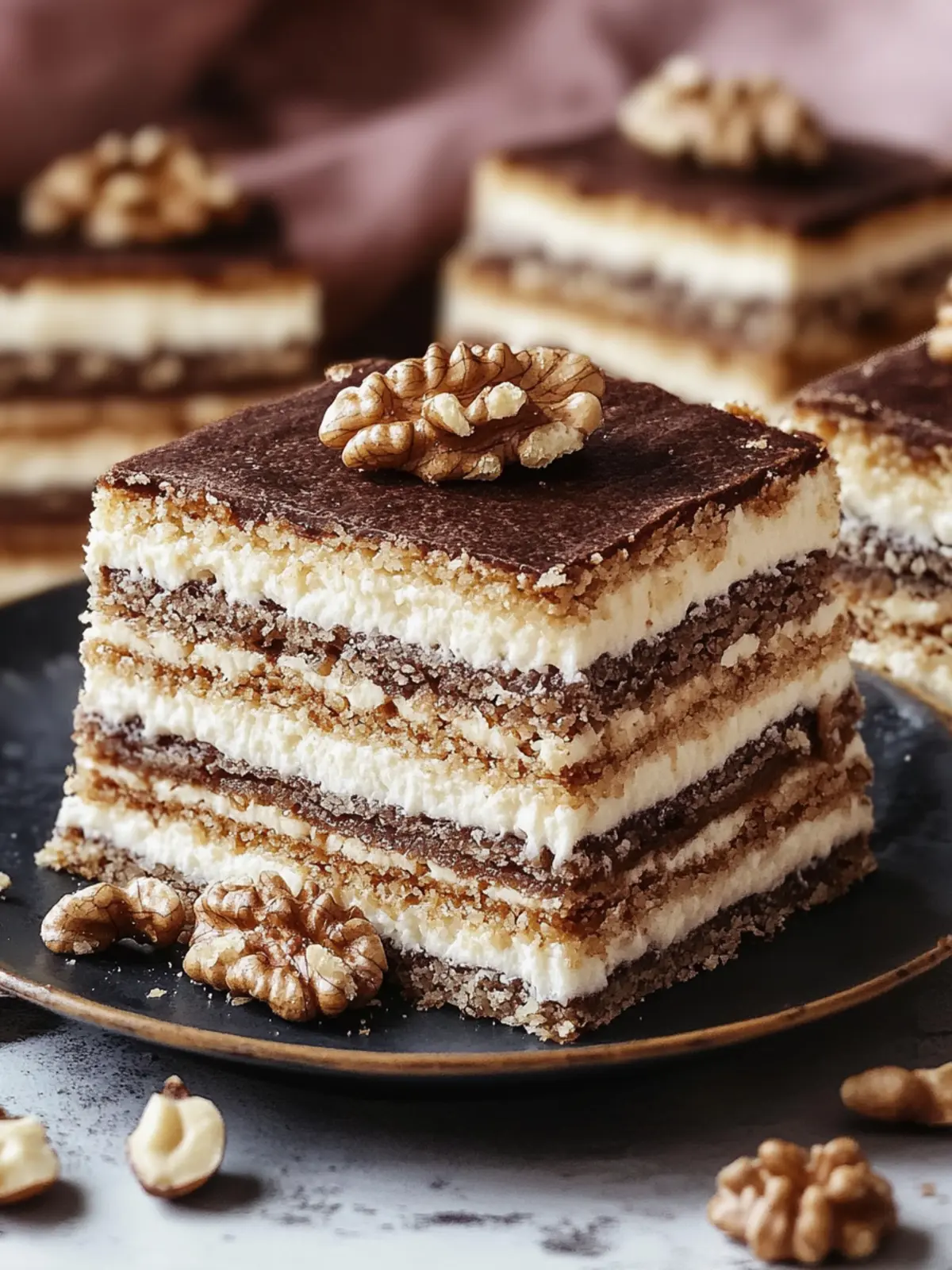 Zserbó Szelet (Layered Walnut Pastry)
