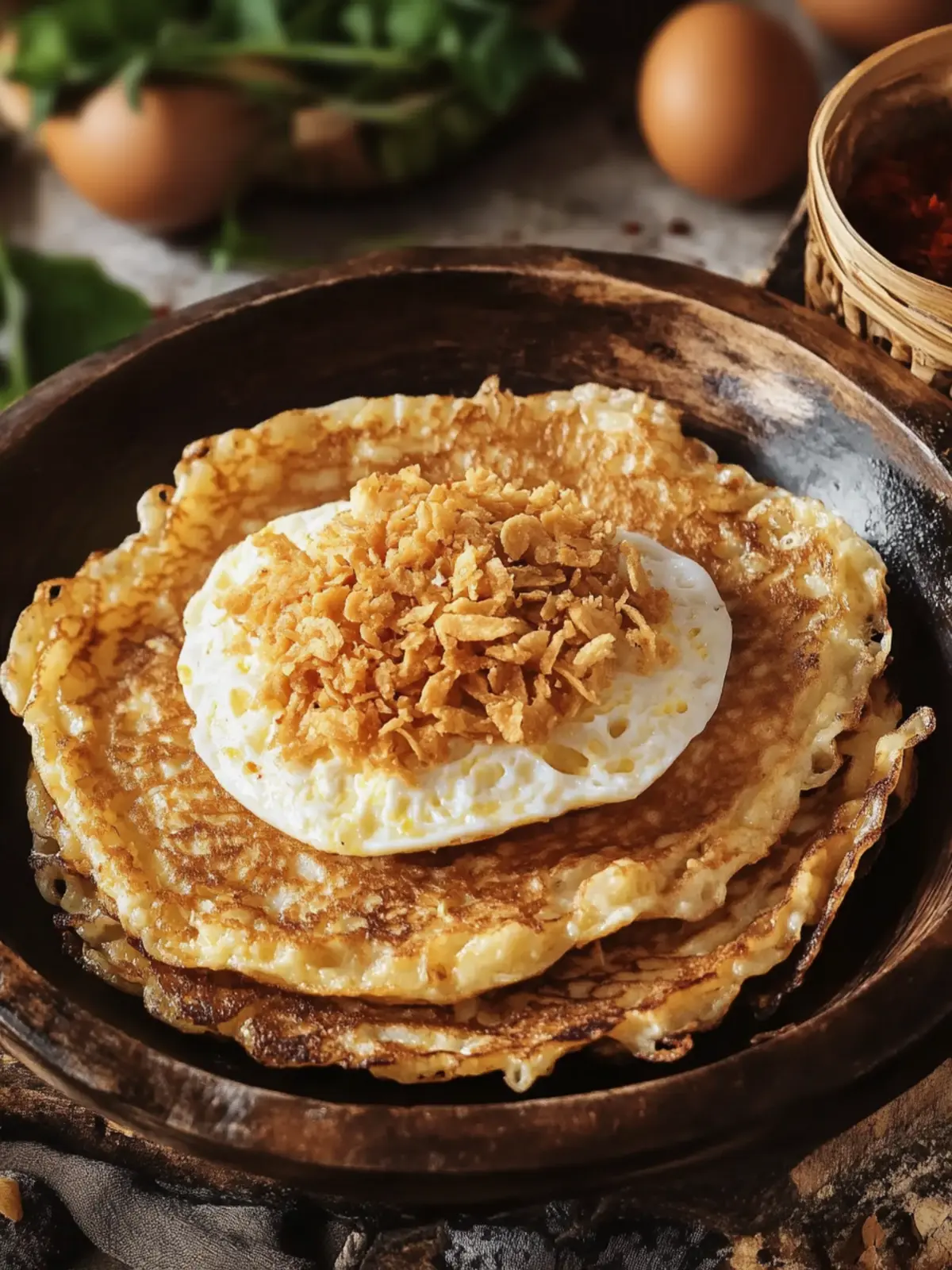 Indonesian Kerak Telor (Crispy Egg Pancake)