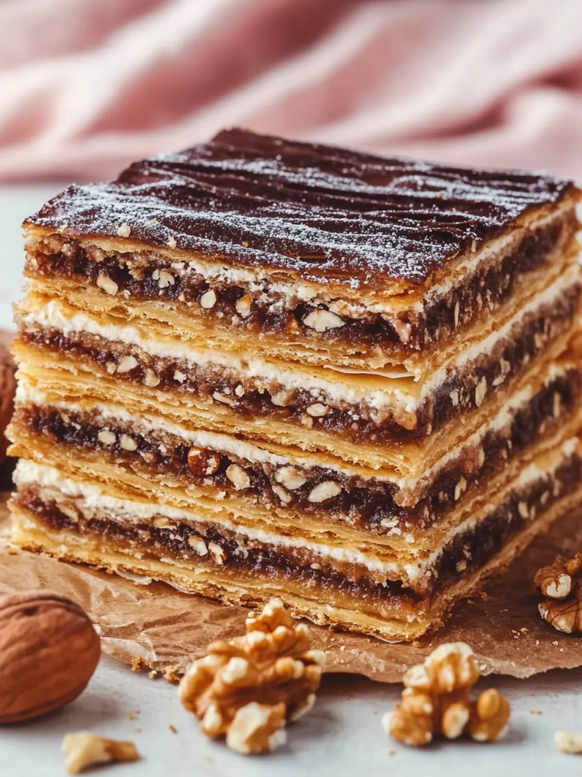 Zserbó Szelet (Layered Walnut Pastry)