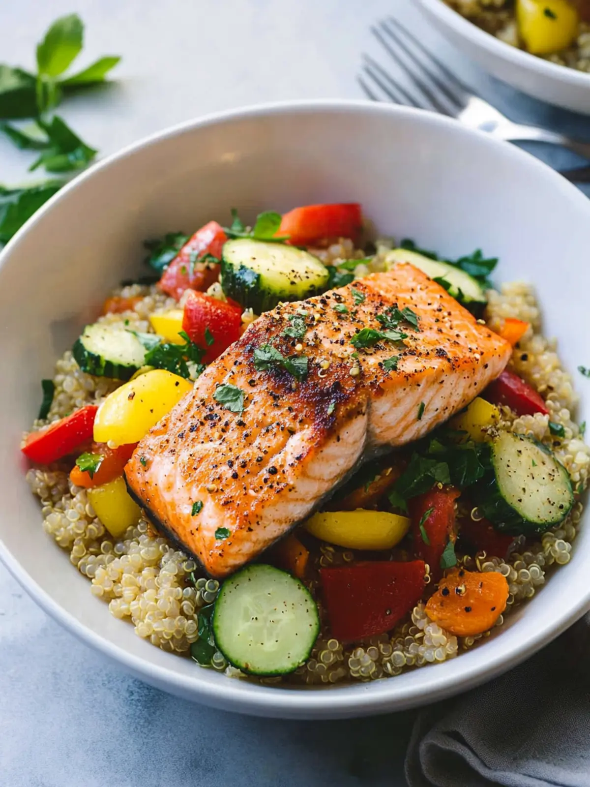 Mediterranean Salmon and Vegetable Quinoa