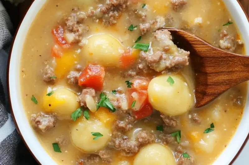 Cheeseburger Gnocchi Soup