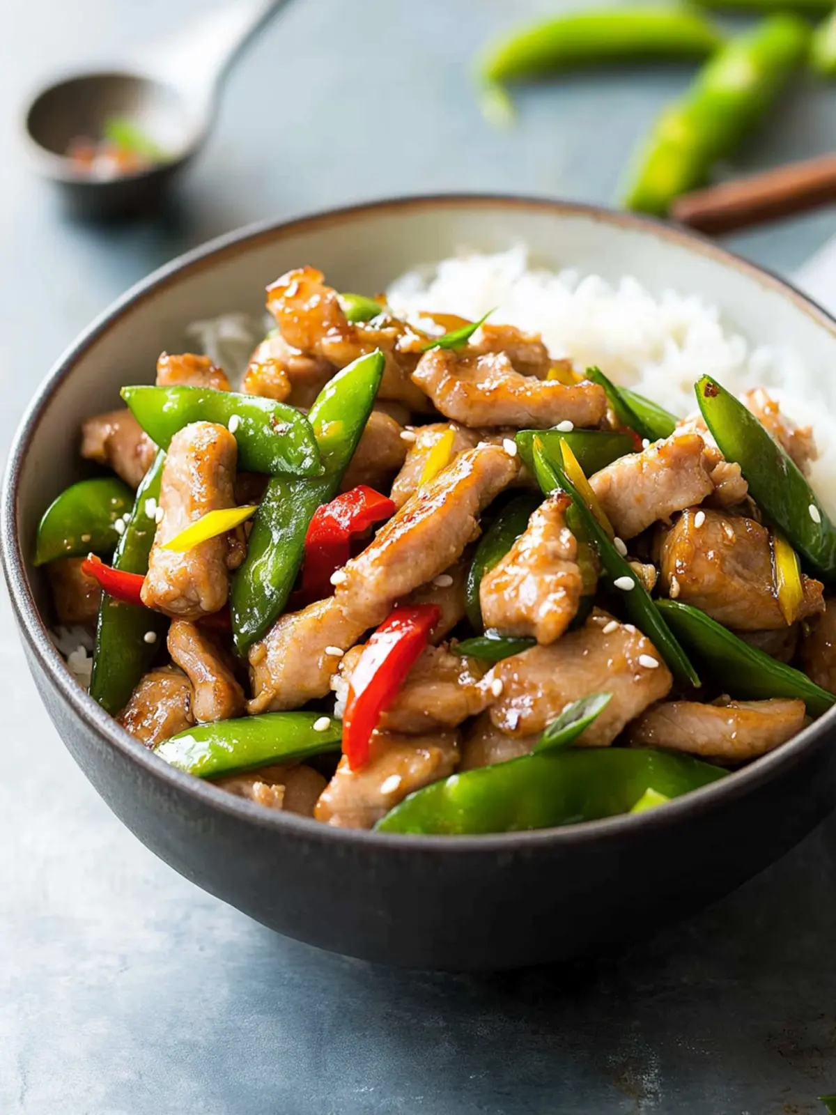 Savory Pork Stir-Fry with Sugar Snap Peas Ready in 30 Minutes 2 Pork Stir-Fry with Sugar Snap Peas