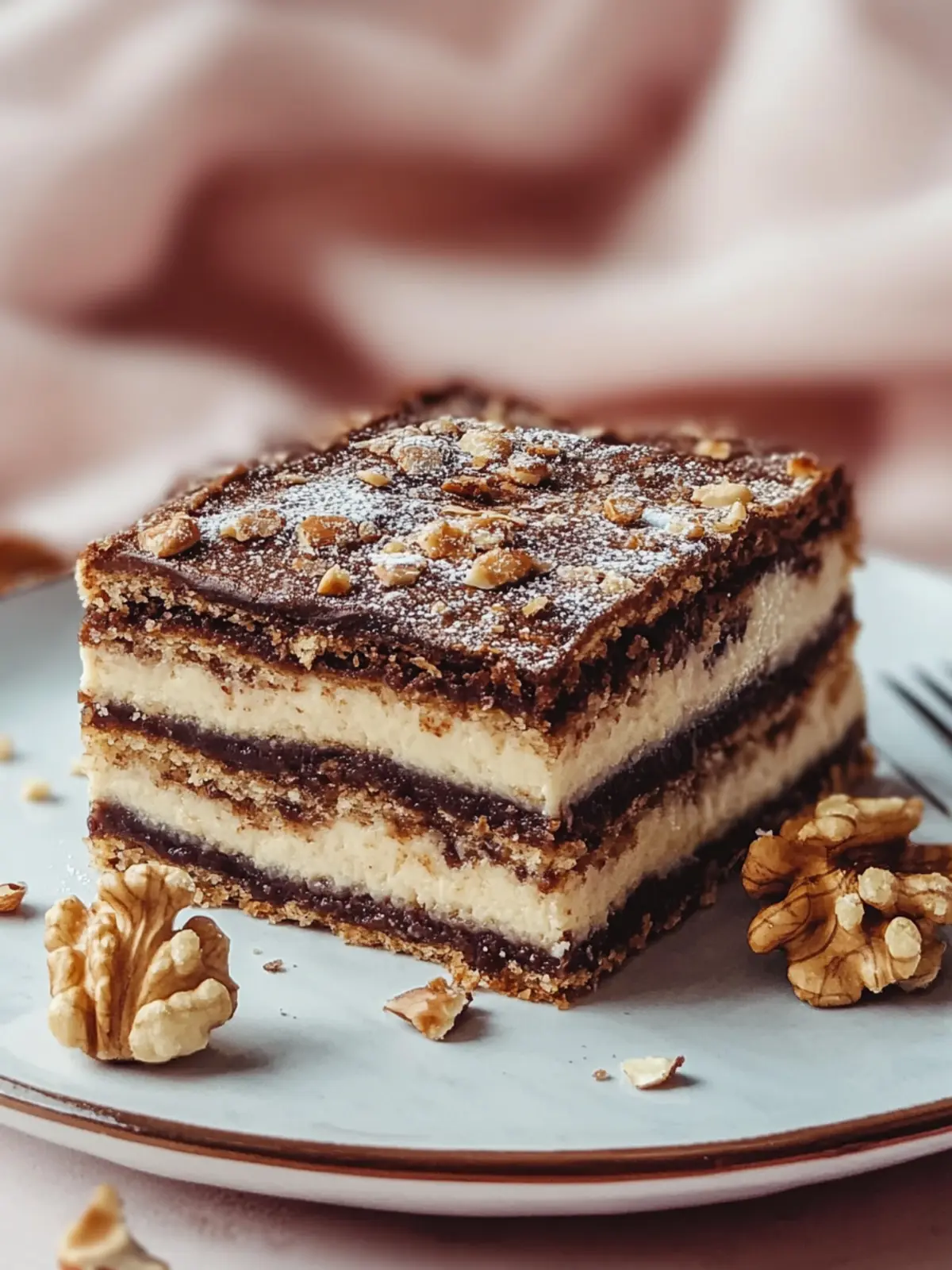 Zserbó Szelet (Layered Walnut Pastry)