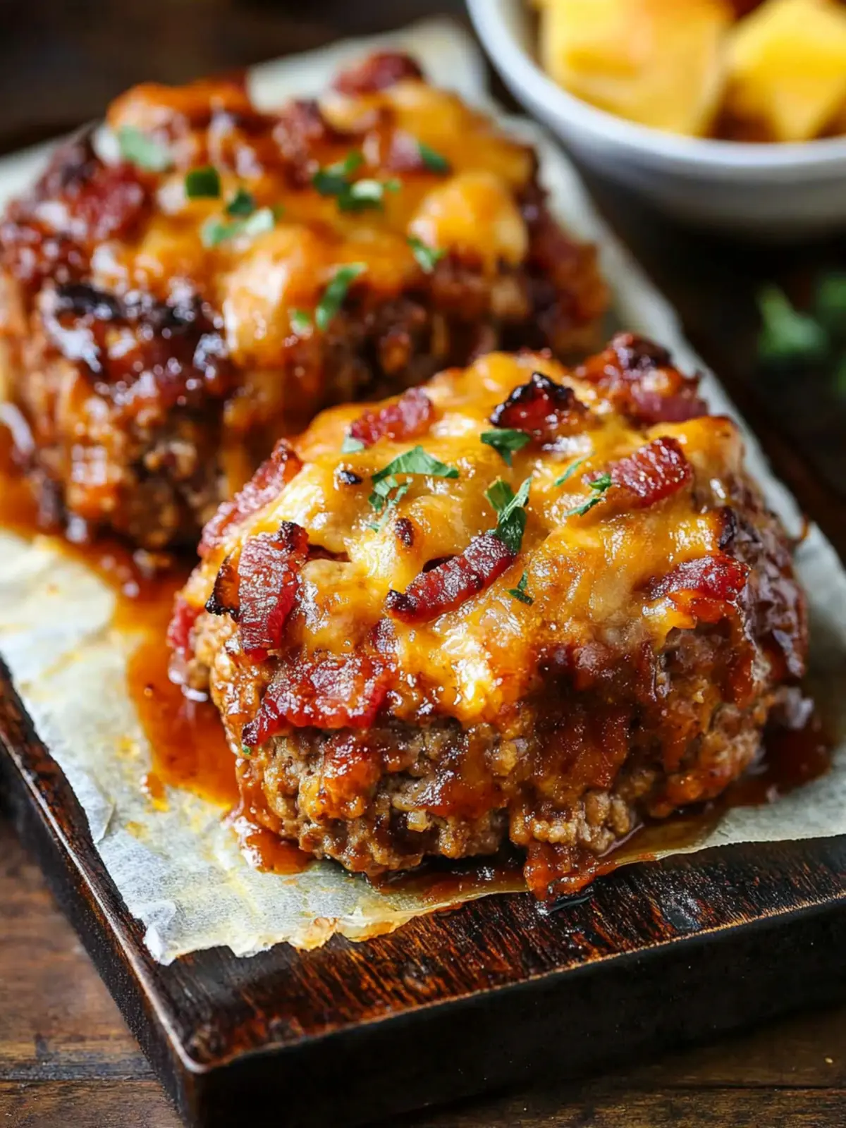 Savory Mini BBQ Bacon Cheddar Meatloaf You'll Love 3 Mini BBQ Bacon Cheddar Meatloaf