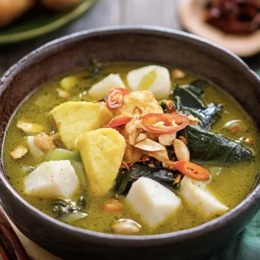 Indonesian Lontong Sayur (Vegetable Soup with Rice Cakes)