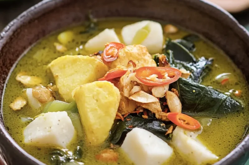 Indonesian Lontong Sayur (Vegetable Soup with Rice Cakes)
