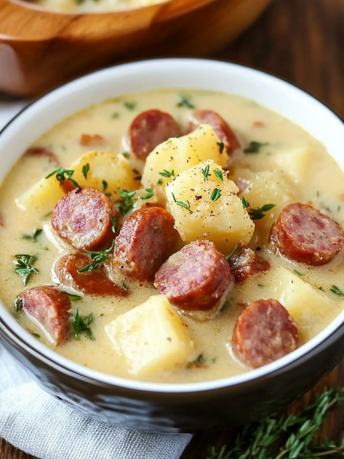 Slow Cooker Cheesy Smoked Sausage and Idaho Potato Soup