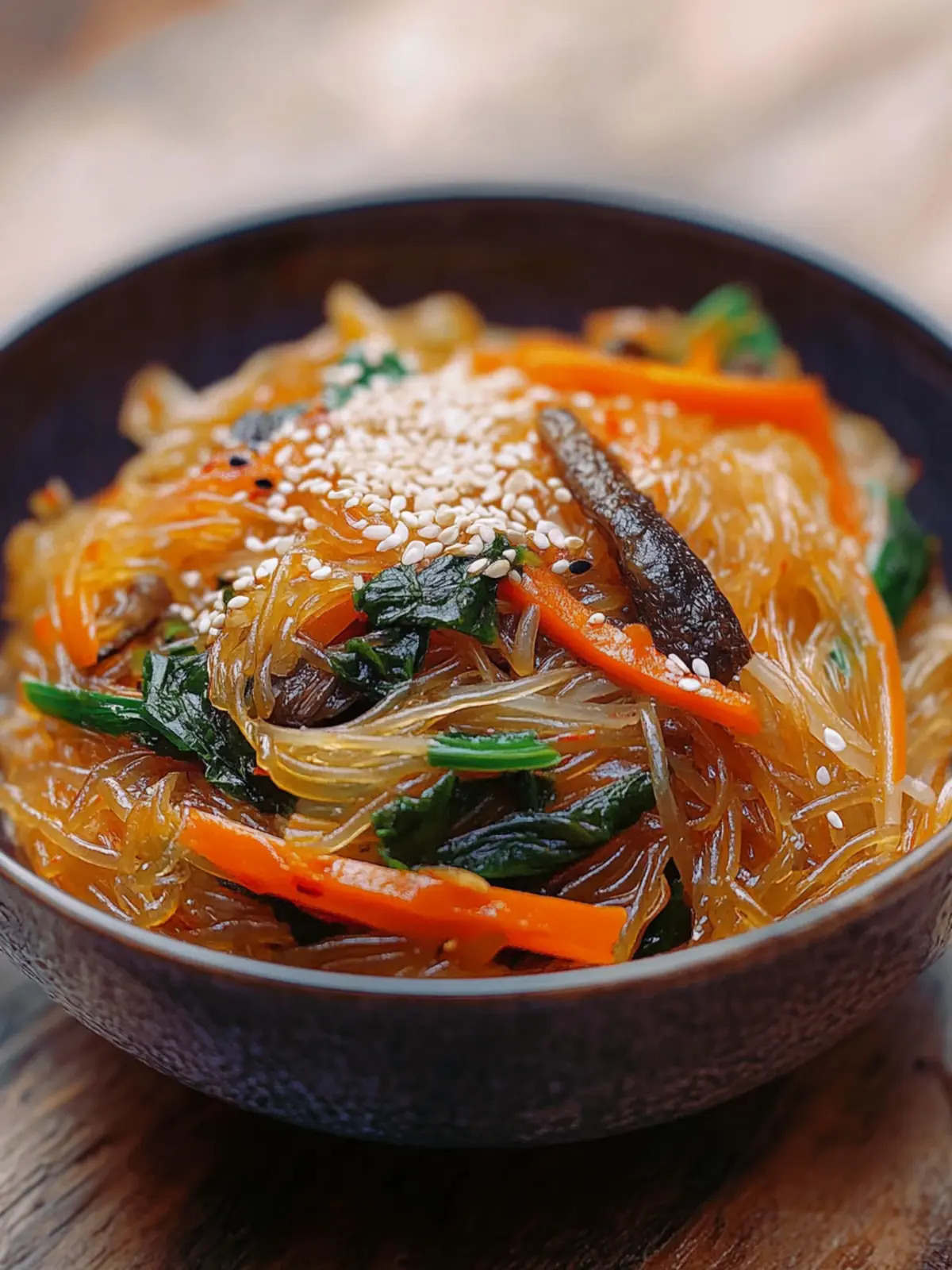 Korean Japchae (Stir Fried Glass Noodles)