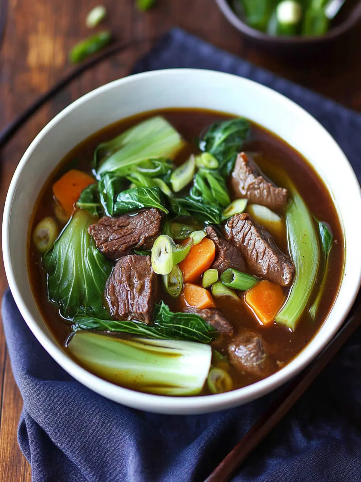 Chinese Five Spice Beef Soup with Bok Choy