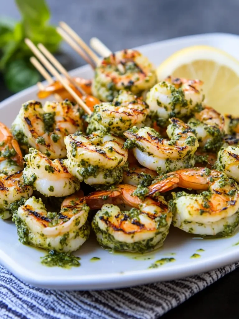 Pesto Grilled Shrimp Skewers Perfect for Quick Summer Dinners 3 Pesto Grilled Shrimp