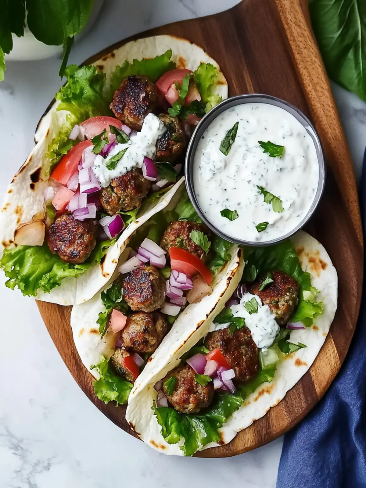 Lamb Kofta Wraps with Creamy Feta Yogurt Sauce