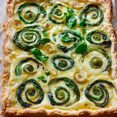 Fiddlehead and Gruyere Tart