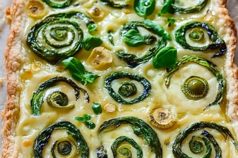 Fiddlehead and Gruyere Tart