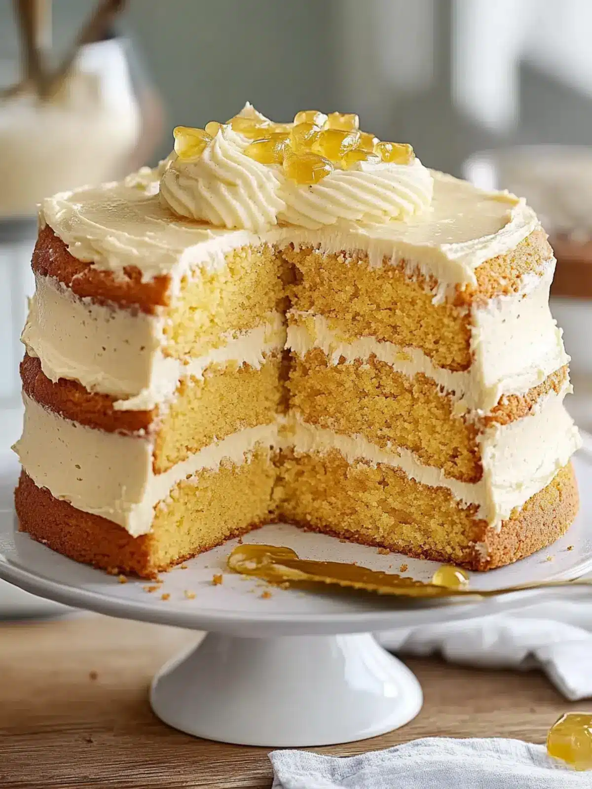 Delightful Layered Cornbread Cake with Whipped Honey Frosting 2 Layered Cornbread Cake with Whipped Honey Butter Frosting