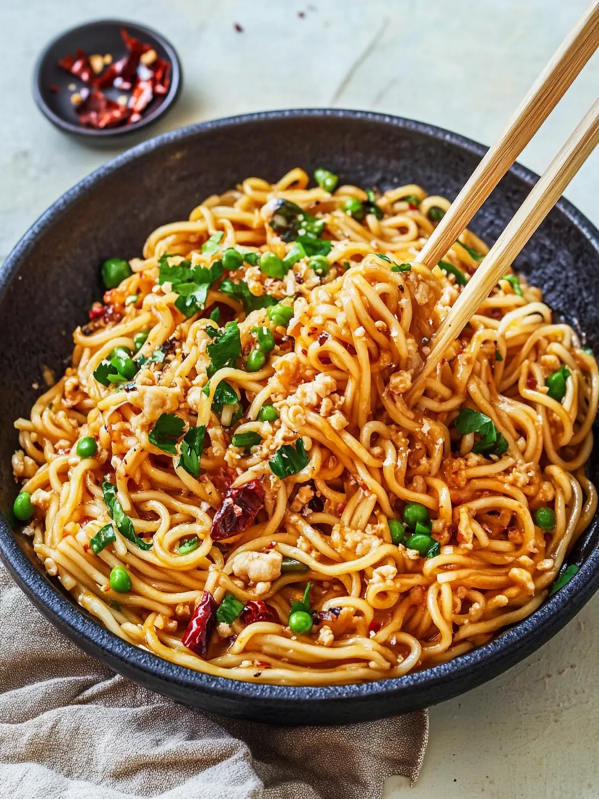 Red Curry Garlic Oil Noodles
