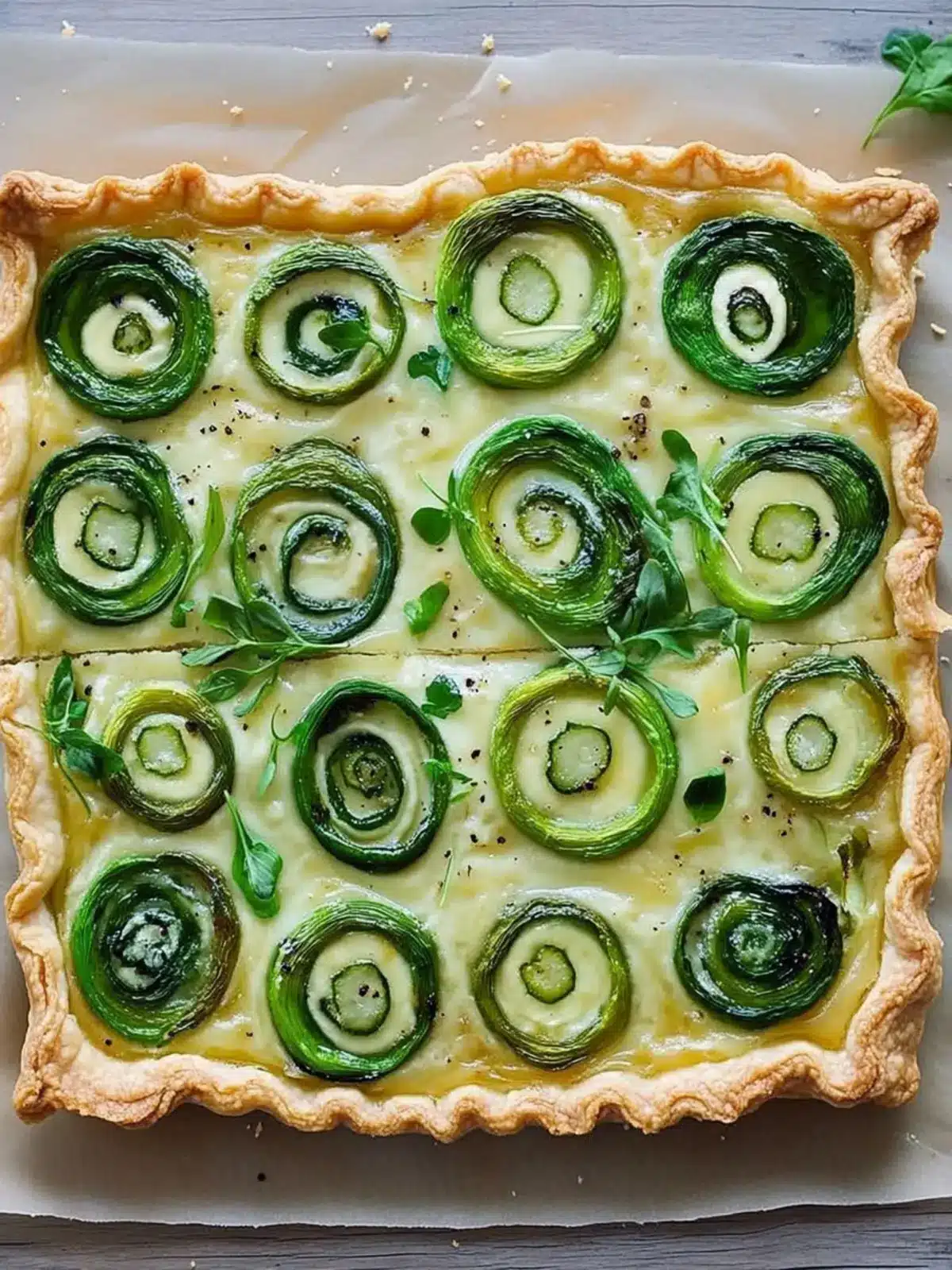 Fiddlehead and Gruyere Tart