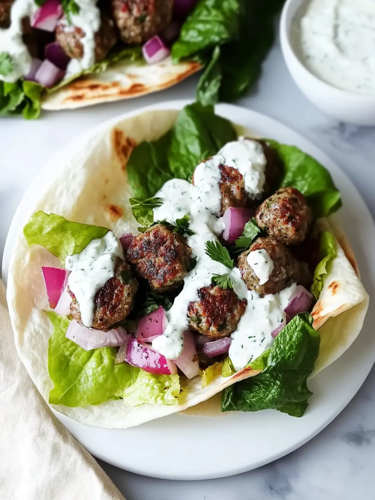 Lamb Kofta Wraps with Creamy Feta Yogurt Sauce