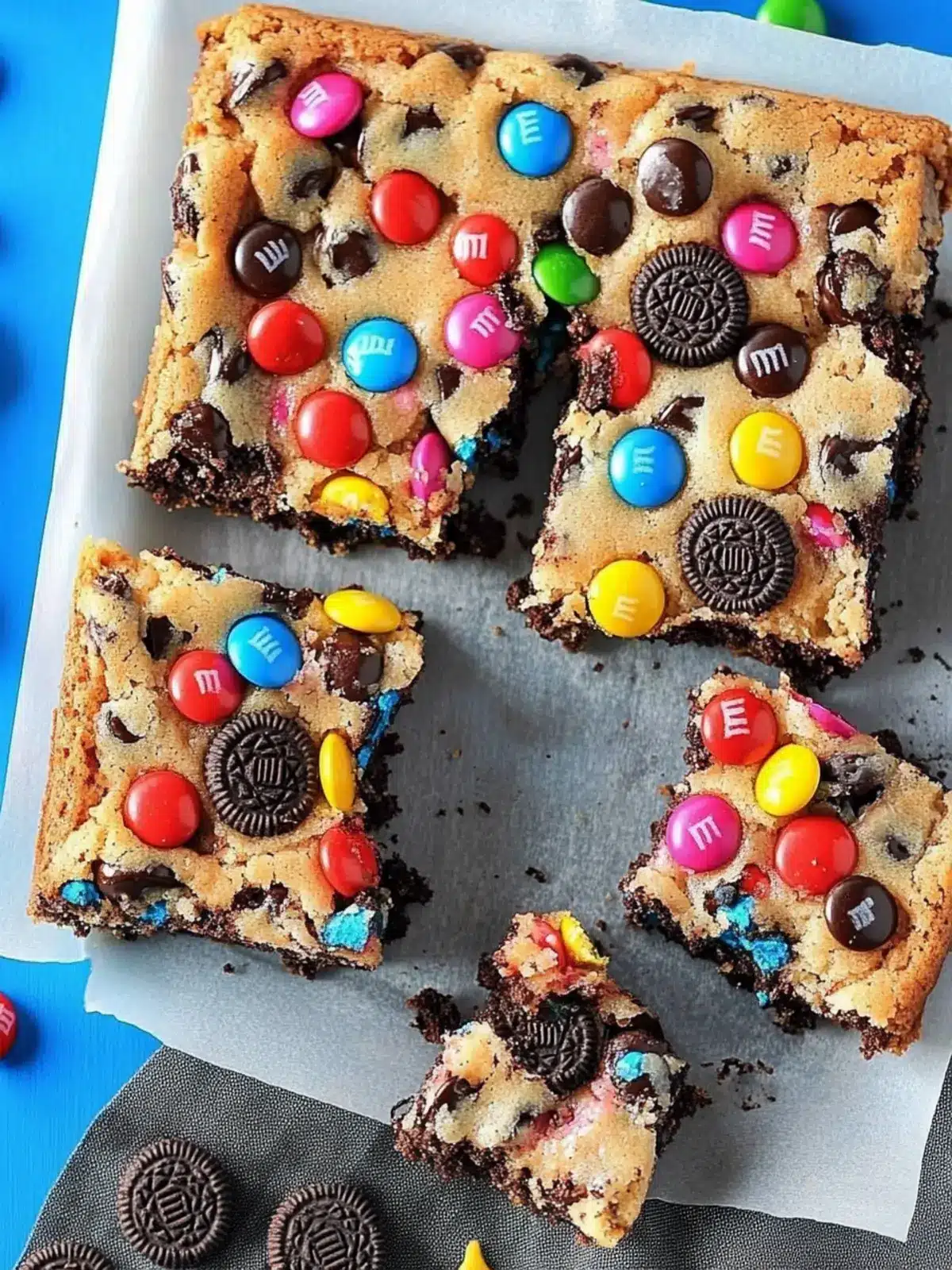 Loaded M&M Oreo Cookie Bars