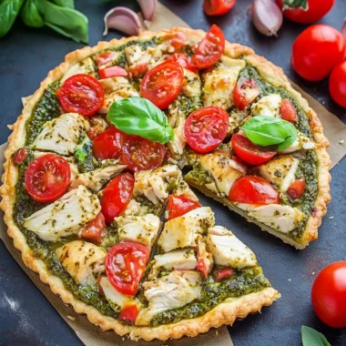 Bruschetta Chicken Pesto Tart