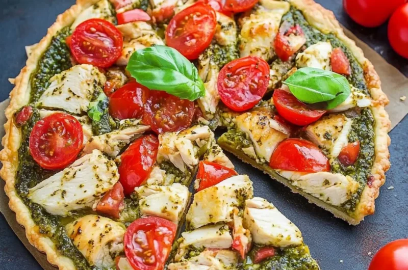 Bruschetta Chicken Pesto Tart