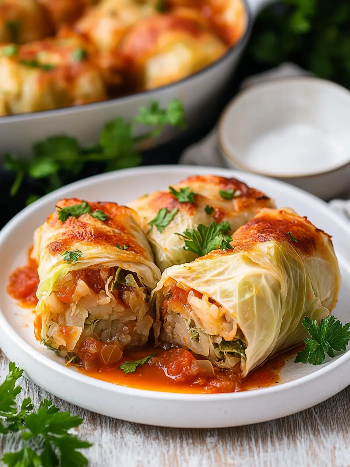 Savory Stuffed Cabbage Rolls with Homemade Tomato Delight 3 Stuffed Cabbage Rolls