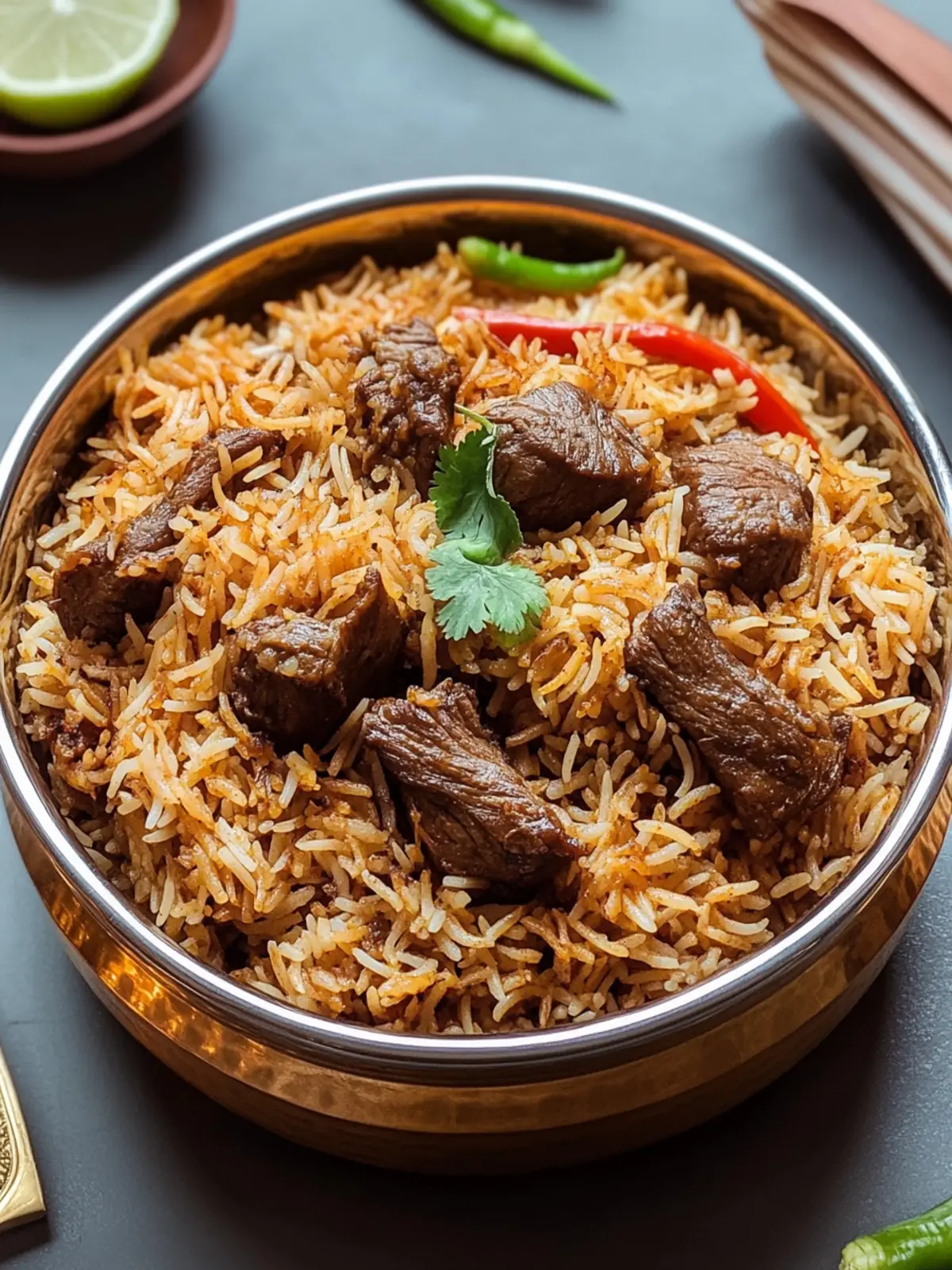 Indian Mutton Biryani (Spiced Rice with Goat Meat)