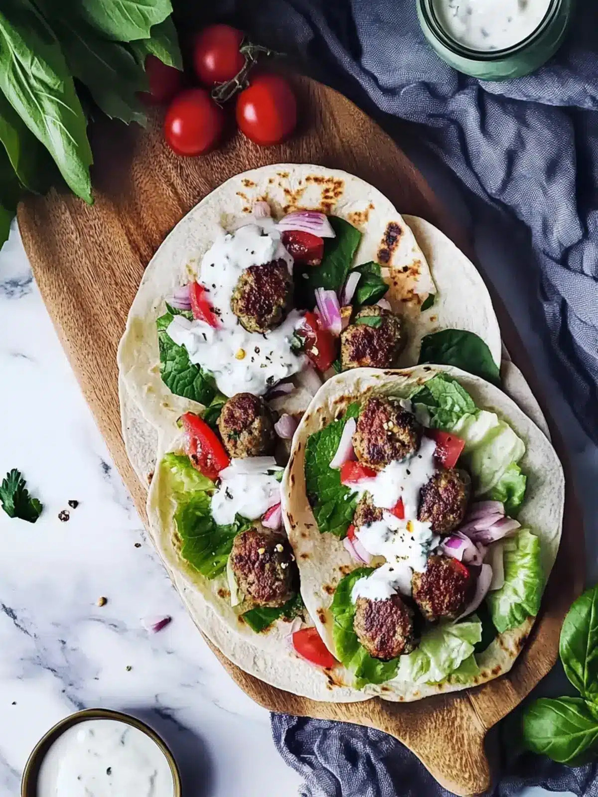 Lamb Kofta Wraps with Creamy Feta Yogurt Sauce