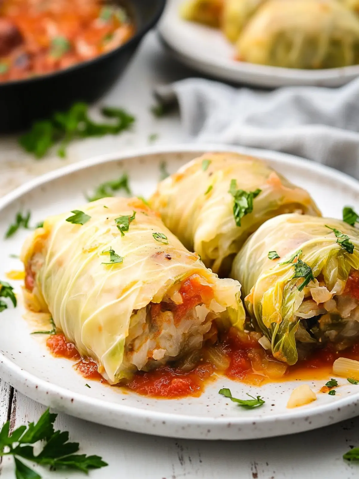 Savory Stuffed Cabbage Rolls with Homemade Tomato Delight 4 Stuffed Cabbage Rolls