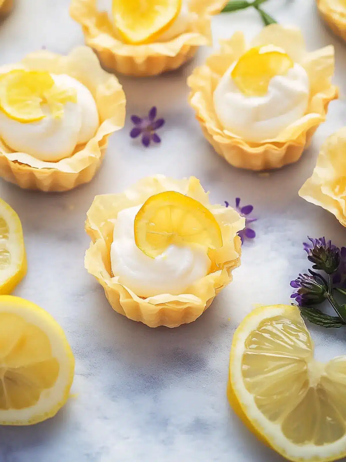 Zesty Mini Lemon Tarts with Crispy Phyllo Cups Delight 4 Mini Lemon Tarts with Phyllo Cups