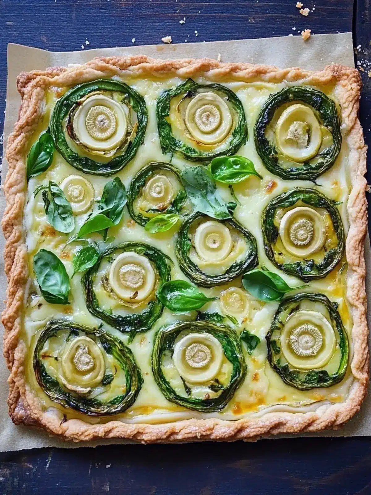 Fiddlehead and Gruyere Tart