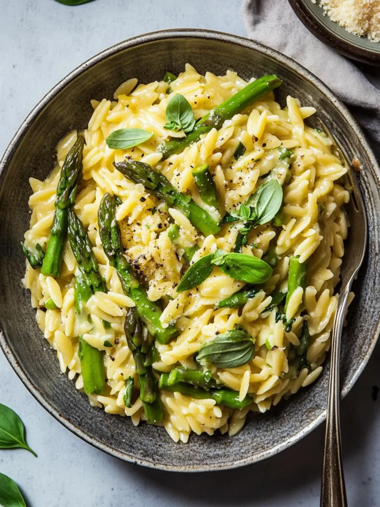 Creamy Cheesy Asparagus Orzotto for Ultimate Comfort Eating 2 Cheesy Asparagus Orzotto