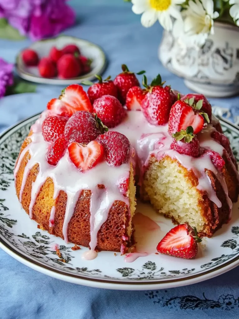Decadent Strawberries and Cream Coffee Cake with Glaze Delight 3 Strawberries and Cream Coffee Cake with Vanilla Cream Cheese Glaze