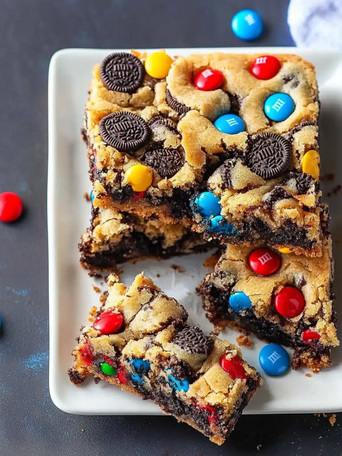 Loaded M&M Oreo Cookie Bars