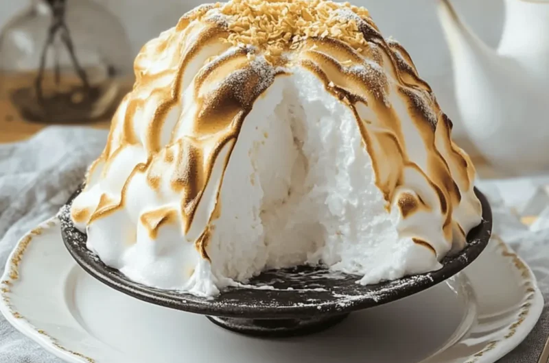 Baked Alaska (Meringue Covered Ice Cream Dessert)