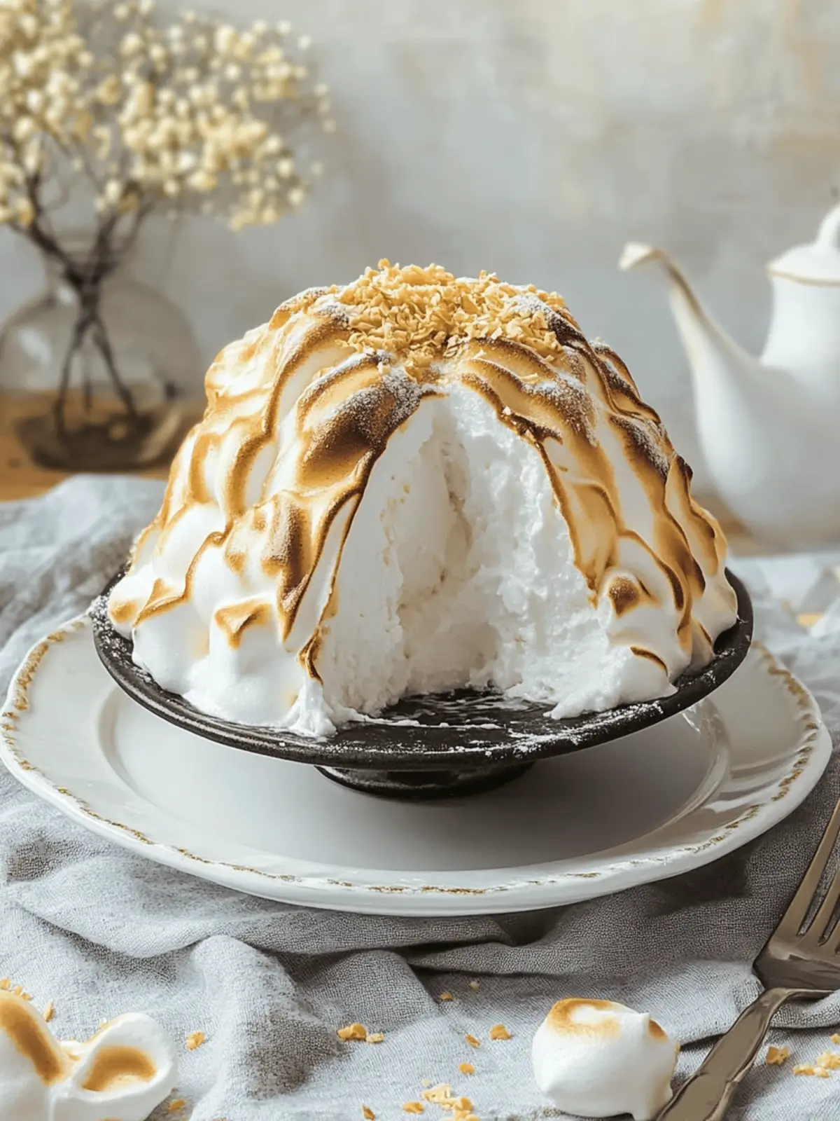Baked Alaska (Meringue Covered Ice Cream Dessert)