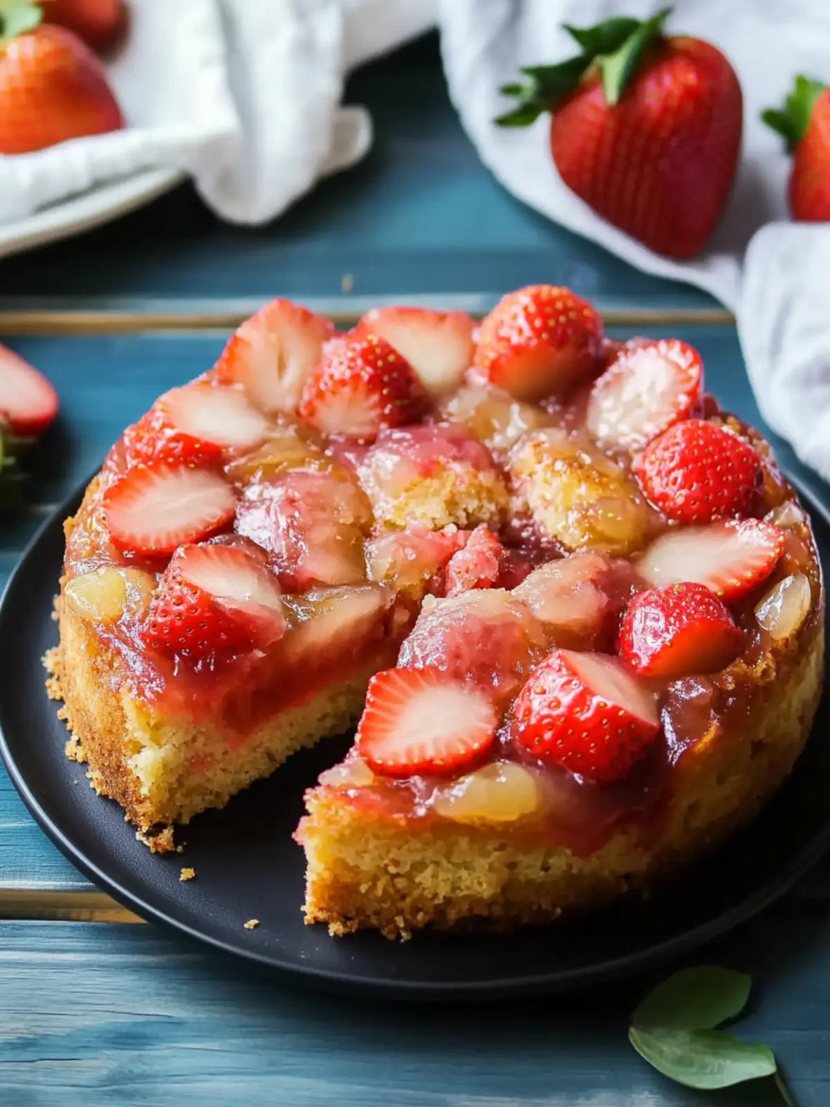Indulge in Keto Strawberry Rhubarb Upside Down Cake Bliss 3 Keto Strawberry Rhubarb Upside Down Cake