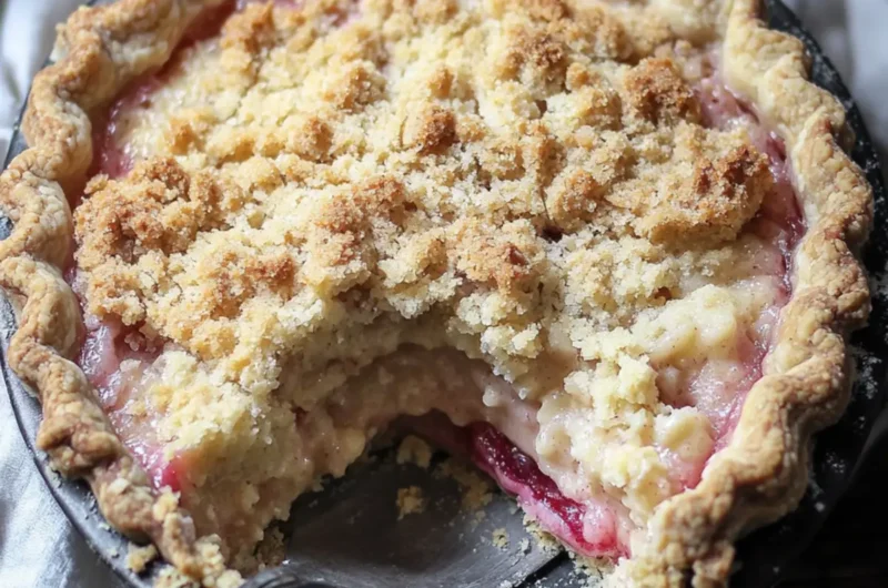 Amish Rhubarb Custard Pie with Crumb Topping