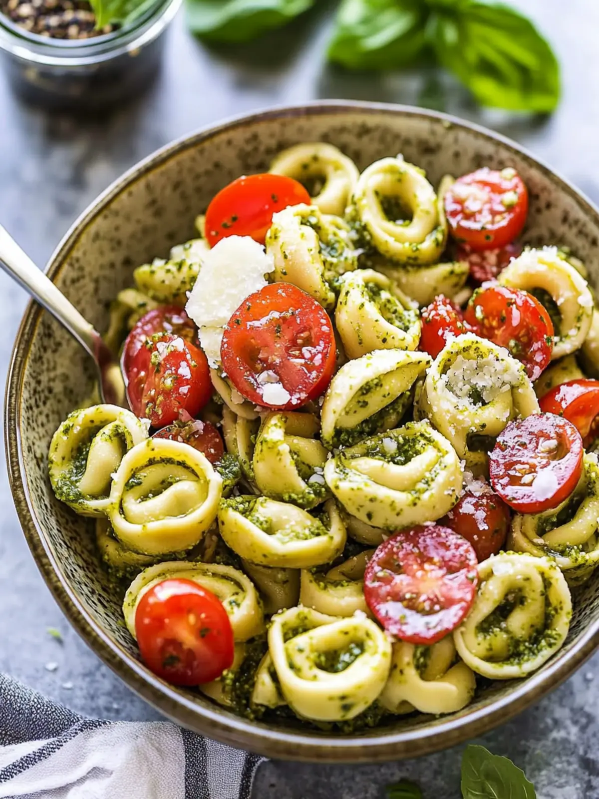 Easy Pesto Tortellini Pasta Salad